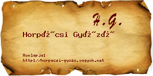 Horpácsi Győző névjegykártya